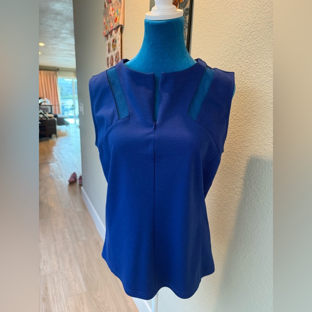 Unique Blue 80s Style Sleeveless Top